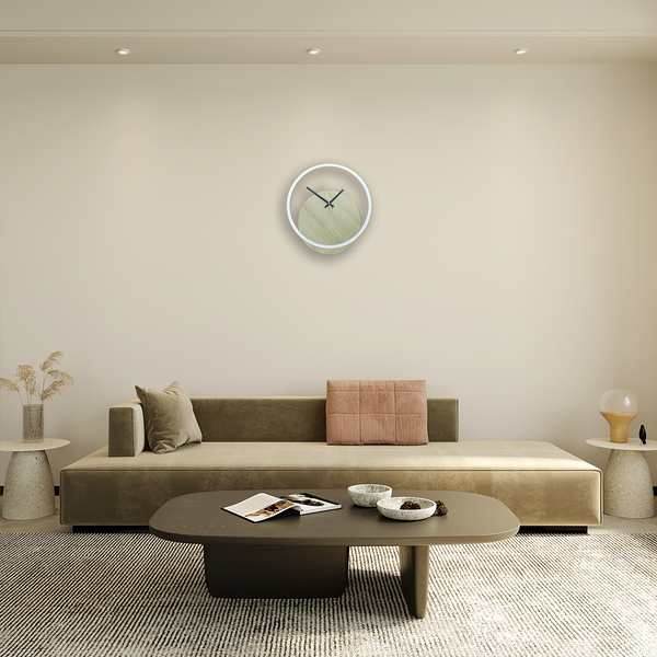 Circular Wooden Wall Clock with an Elegant Inner Disk - Ref BG-002